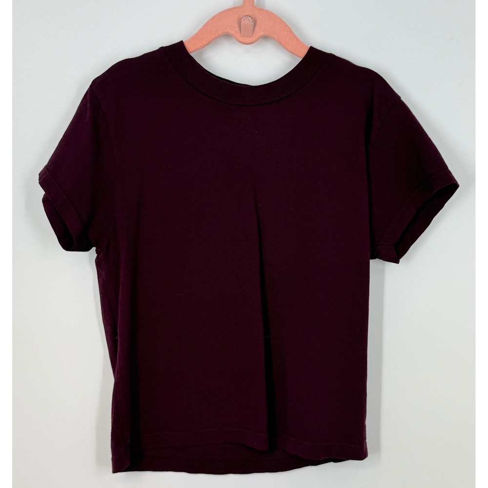 Talentless‎ Burgundy Minimalist Crewneck Tee 100% Cotton Cuffed Sleeve Size S